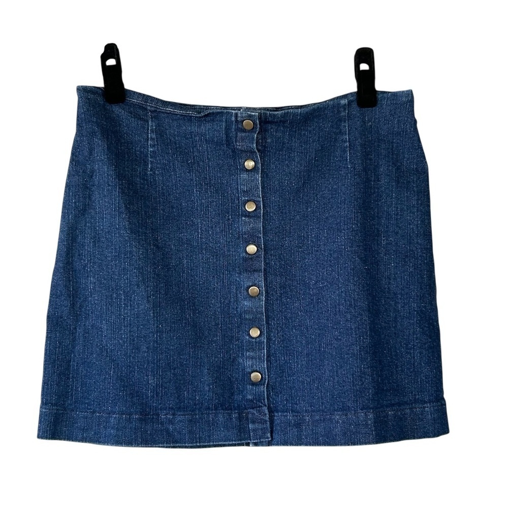 Reformation Snap Front Denim Jean Mini Skirt Size Large